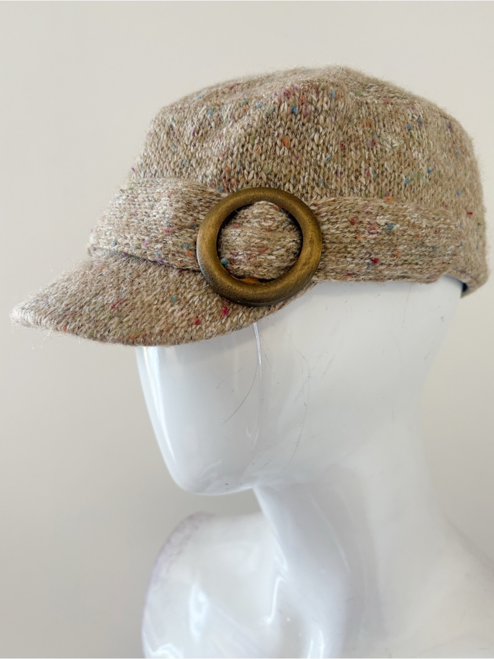 Vintage Scala Pronto Tweed Cadet Newsboy Hat Cabbie Cap w Multicolor Speckle
